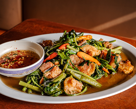 Image: Morning Glory with Crispy Pork